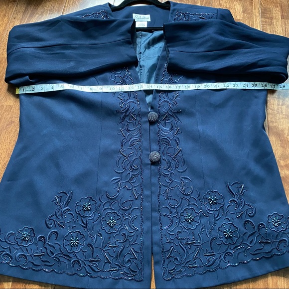 Sabartini Navy Blazer with Beading Detail 20W - Picture 8 of 9